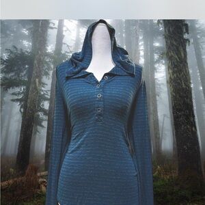 CAbi Blue Striped Hooded Sweatshirt